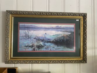 Swan print framed  44” x28”