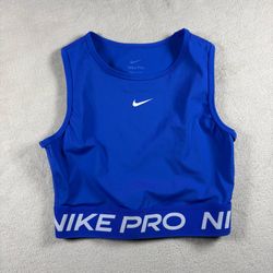 Nike Pro Dri-FIT Women’s XS Blue Crop Tank Top Sleeveless Gym #3A