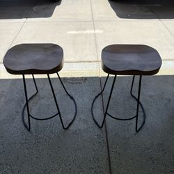 2 Wood Bar Stools