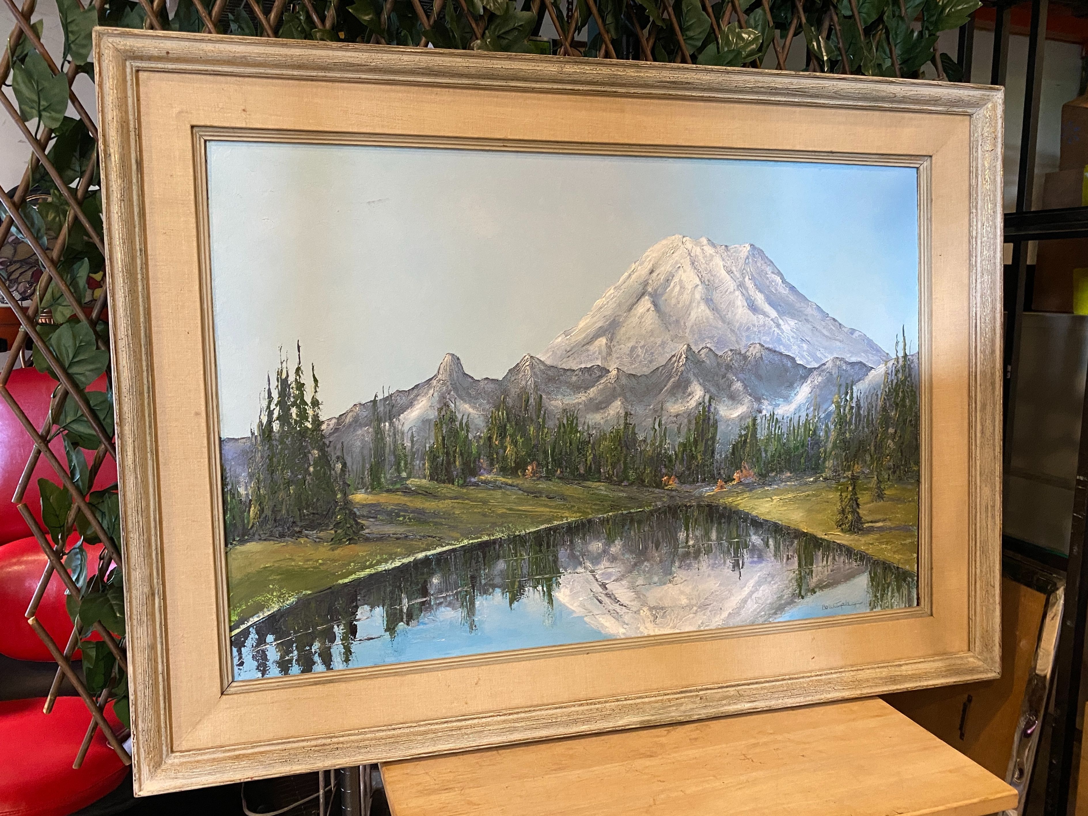 Large Reflective Mountain Original Oil Painting