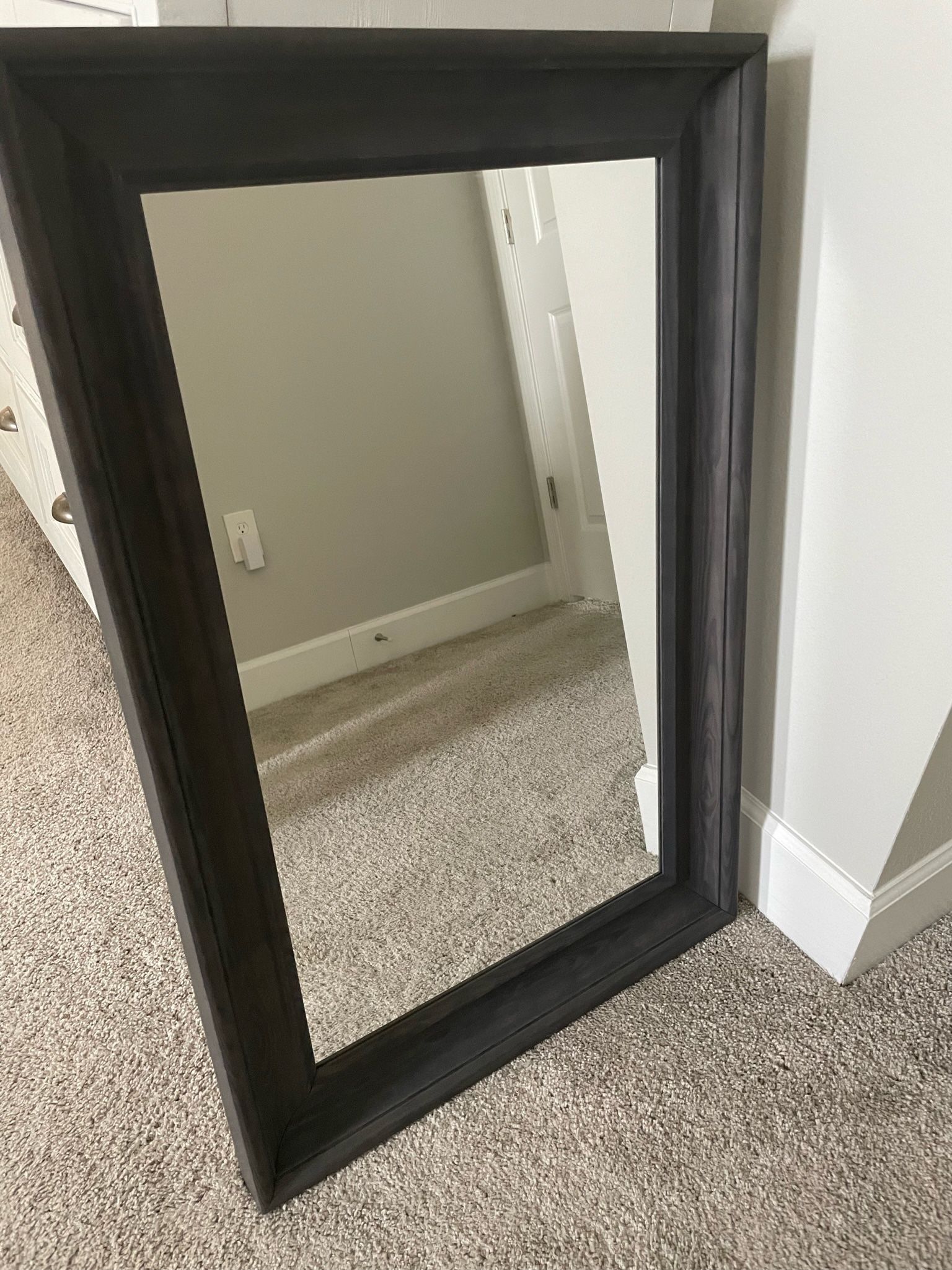 Large Gray Wood Mirror 35.5 X 25.5