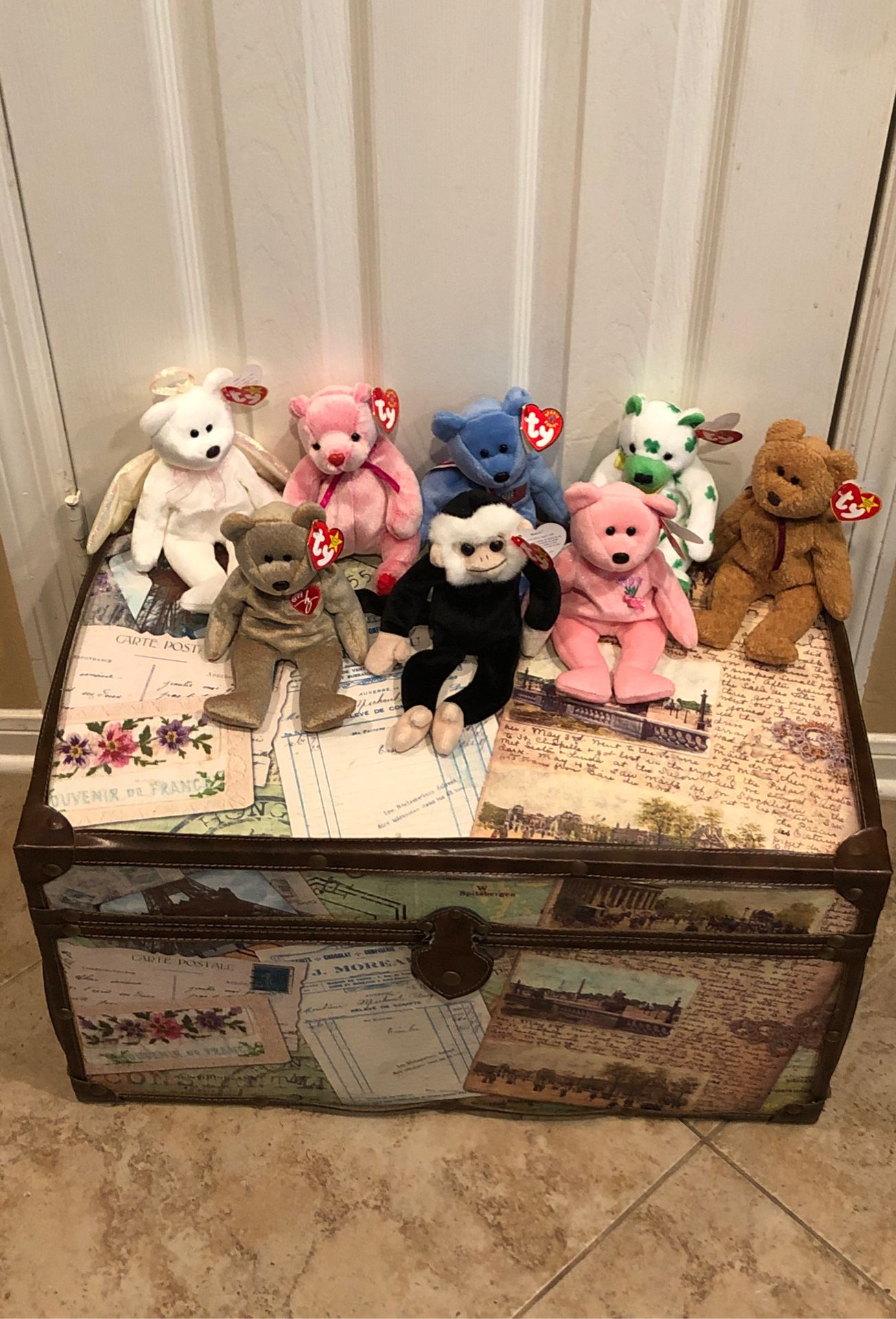 Trunk and ty beanie babies $50