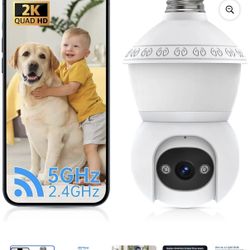 GBIUT Light Bulb Security Cameras Wireless Outdoor, Lightbulb Security Camera Indoor Outside 2.4G 5GHz WiFi, Motion Detection Alarm, Two Way Talk, Hum