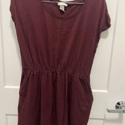 H&M Basics Ladies Dress With Pockets - Maroon - Size Large