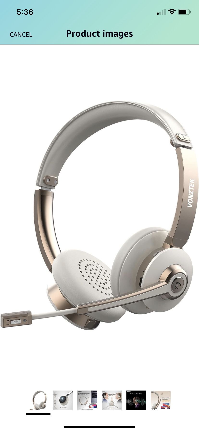Vonztek Bluetooth Headset with Microphone, Wireless Headphones with Noise Cancelling Mic