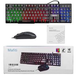 Mafiti RK101 7 Rainbow Backlit Gaming Keyboard with Mouse