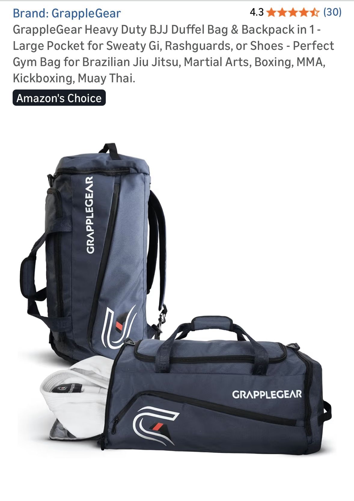 GrappleGear Duffle bag And Gym Backpack 