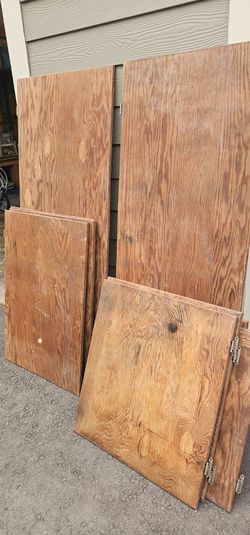 Old plywood garage cabinet doors. All solid pieces of wood.