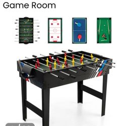Costway 4-in-1 Combo Game Table 49" Foosball with Pool Billiards Air Hockey Table Tennis