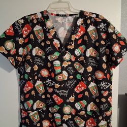Women's Scrub Tops: HOLIDAY PRINTS $12 Ea, Other Prints$10 Ea