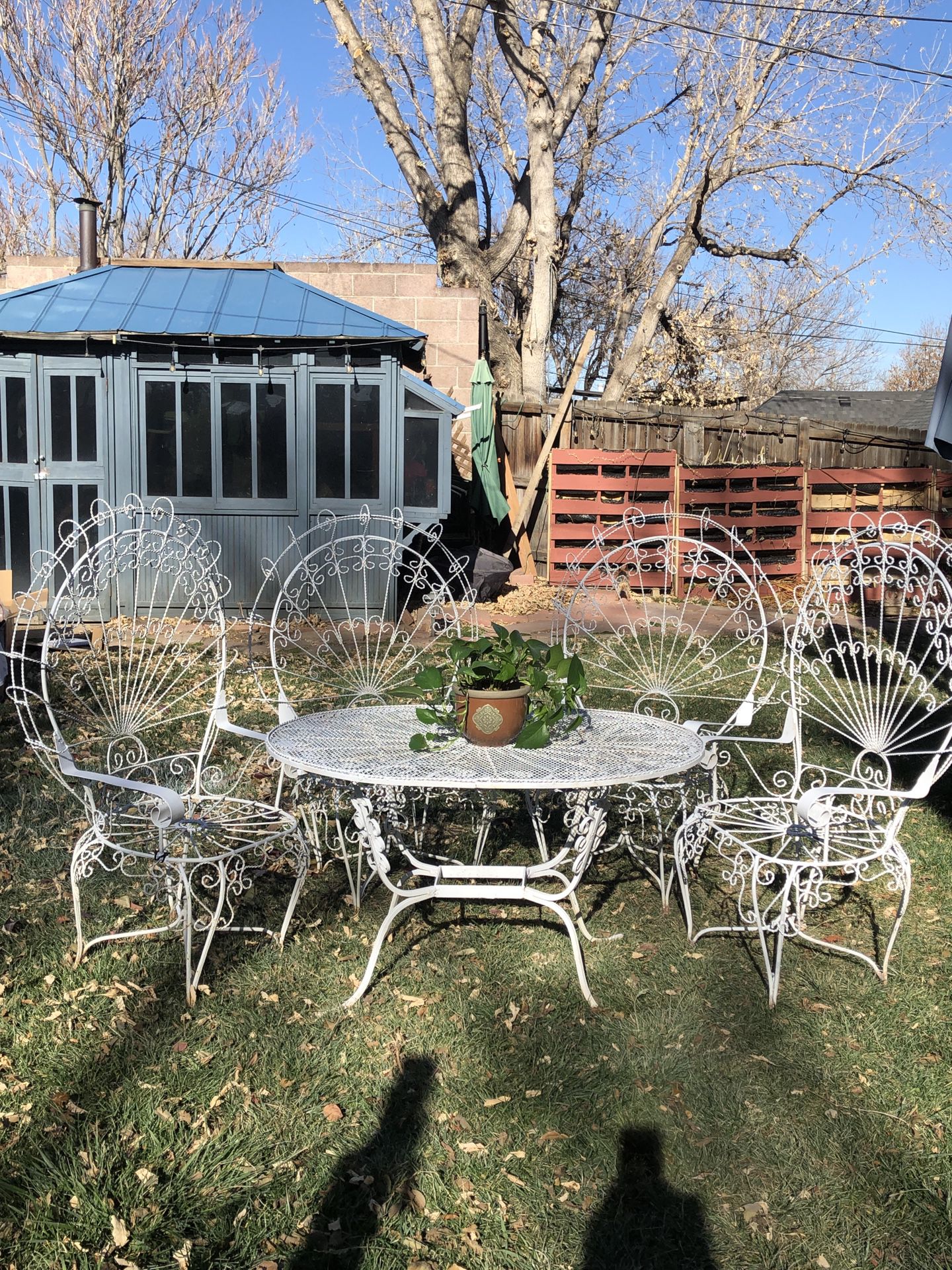 Vintage Peacock Style Chairs and table