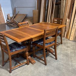 Oak Self Storing Table And Chairs