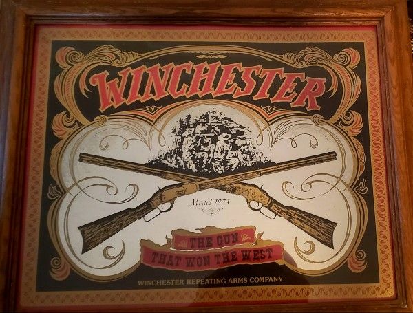 Vintage 1970's Winchester Advertising Mirror Sign