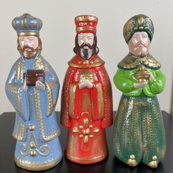Vintage 1976 Set 3 Wiseman 3 Kings Figurines 11" Ceramic Nativity, Christmas