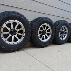 New 18X9 Black/Machined Rims 275 70 18 Goodyear M/T Tires 6X135 FORD EXPEDITION F150