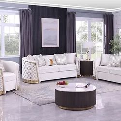 S3800 Athena (Cream) Living Room Set - Financing $10 Down