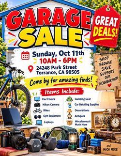 Garage Sale 10/11/26 Torrance CA
