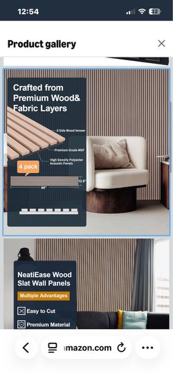 NetiEase Wood Slat Wall Panels 8 piece 96x12.6 soundproof acoustic wall panels
