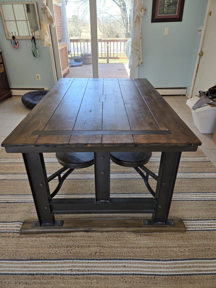 Solid Wood/Iron Dining Room Table