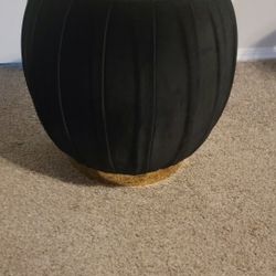 Black Velvet And Gold Ottoman 