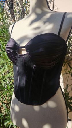 Black Satin Corset Bustier Top