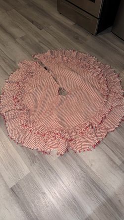 Red Stripped Christmas Tree Skirt 