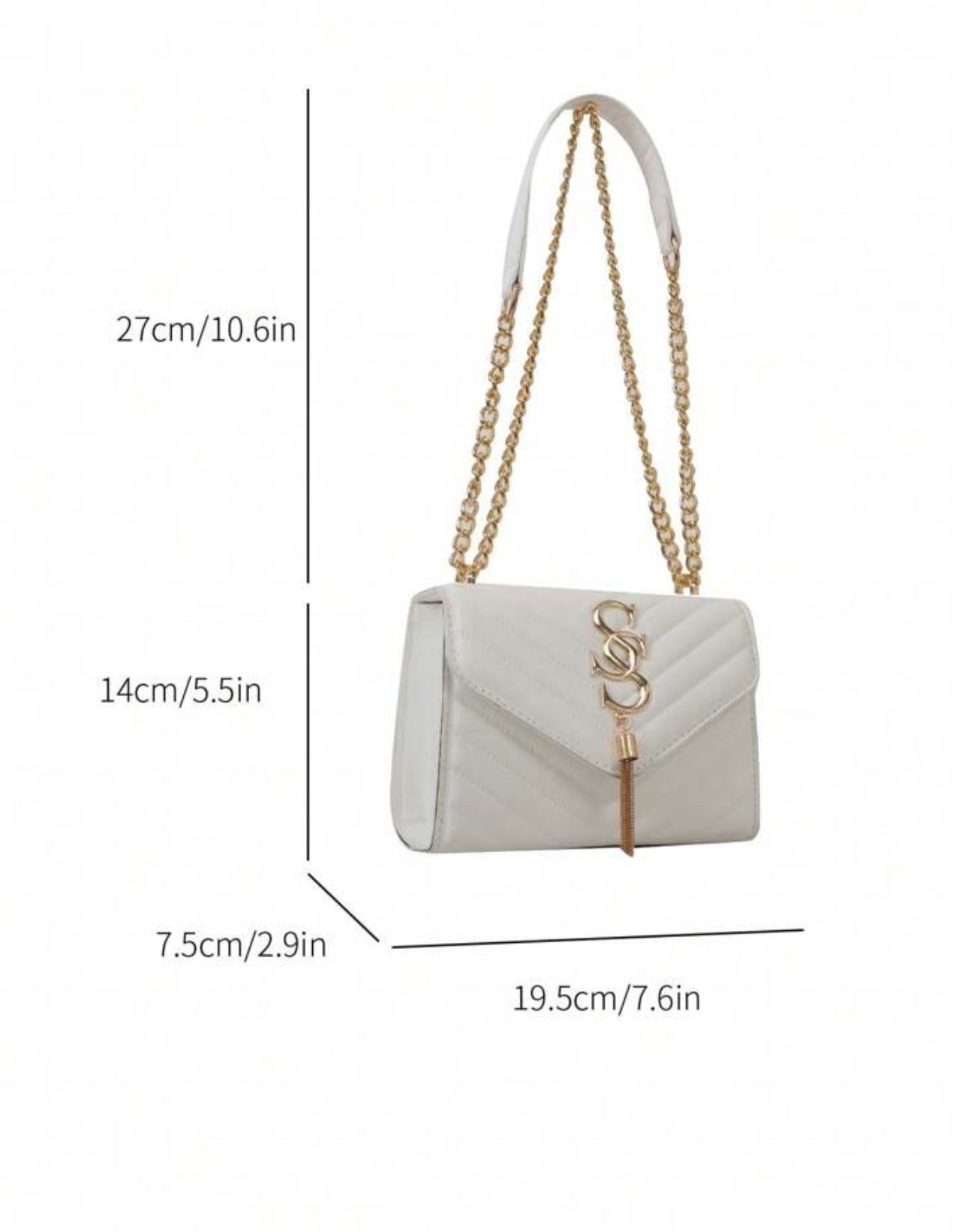 Women Leather Shoulder Bag Small Crossbody Bag Ladies Purses Chain Bag Handbag in White.