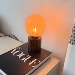 Modern Glass Table Lamp — Black Base 