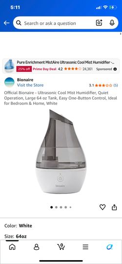 New in box bionaire cool mist ultrasonic humidifier