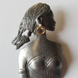 Goddess Silver Gold Matte Finish Brooch/pin