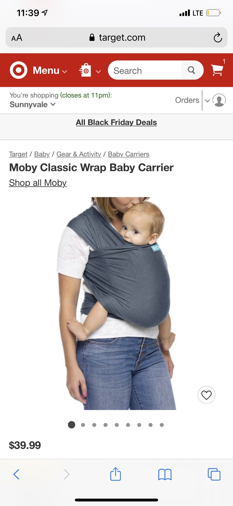 Moby Classic Wrap Baby Carrier