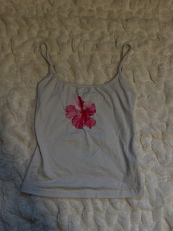 White Floral Spaghetti Strap Cami Top