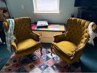 2 beautiful green mid century chairs