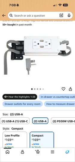 Low profile compact drawer outlet