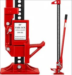 60-Inch High Lift Farm Jack, 3-Ton Heavy-Duty Ratcheting Utility Jack for Off-Road Recovery, Truck, SUV, Jeep, Tractor & Farm Equipment, Steel Bumper