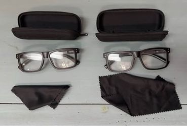 Pair of 2 Rectangular Reading Glasses (+1.50) with Zippered Cases & Cloths $8 for Both