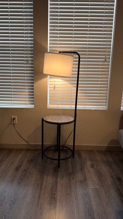 Modern Floor Lamp with Built-In Side Table