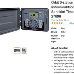 Orbit 6 - Station Indoor/Outdoor Sprinkler Timer - Model # 27896