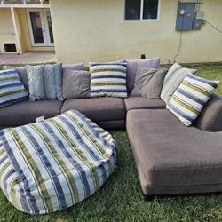 2 Piece L Shape With Chaise And Bean Bag 