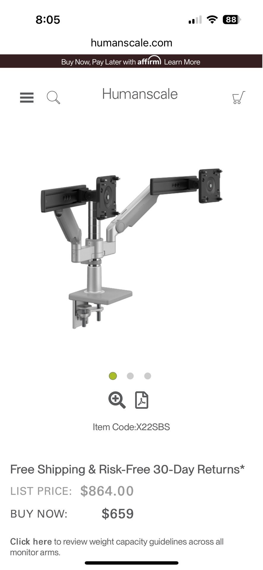 Dual Monitor Arms-Humanscale