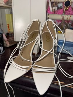 White Heels with straps around ankle
