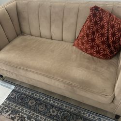 Beige Velvet Loveseat 
