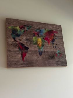 Colorful World Map Wood Wall Art