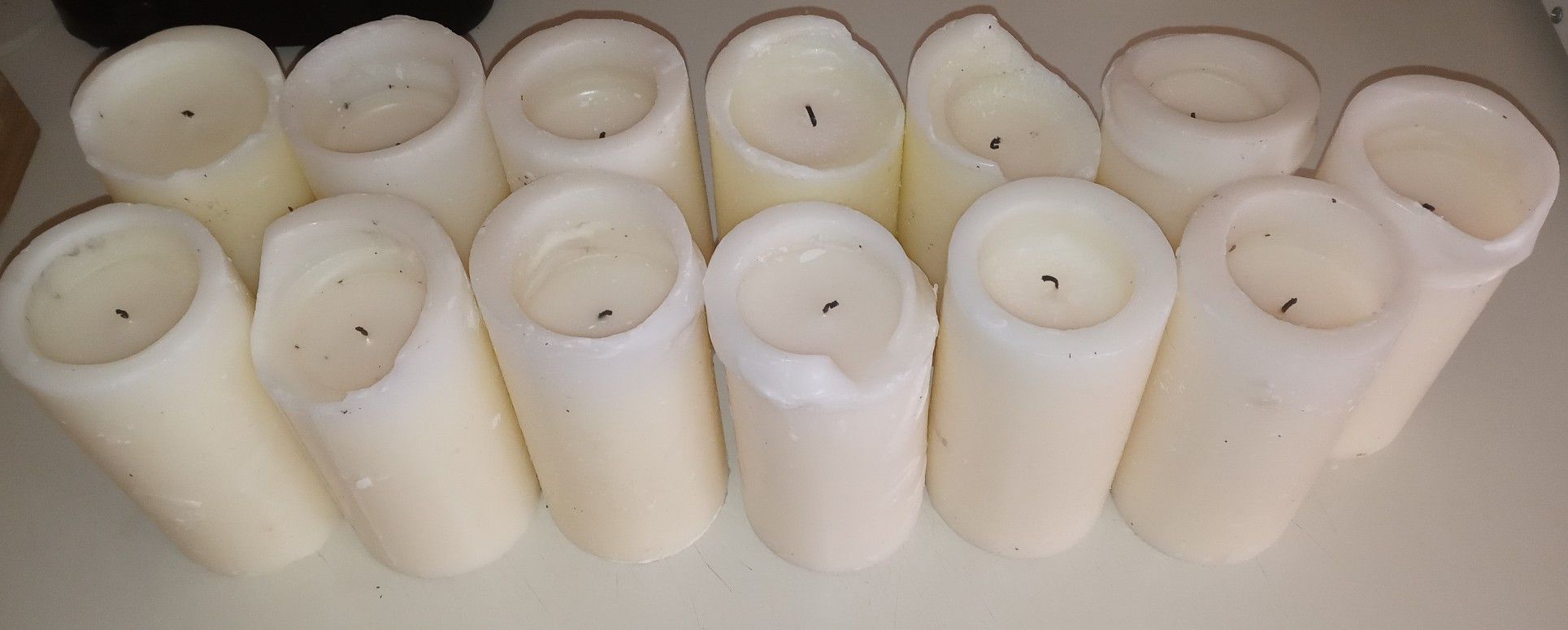 (13) IVORY 6" PILLAR 1.25LB CANDLES-USED