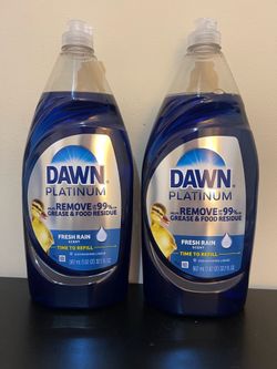 2pack Dawn Platinum Dish Soap Liquid, Dishwashing Liquid, Grease Removal, Fresh Rain, 32.7oz