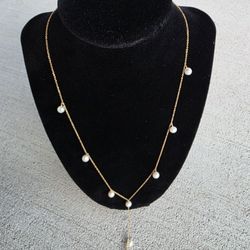 14K Gold Filled Freshwater Pearl Y Necklace – Elegant Drop Jewelry – Wedding / Bridesmaid Gift – Gift for Her