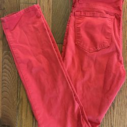 J Brand Bright Red Slim Leg Jeans, Size 26