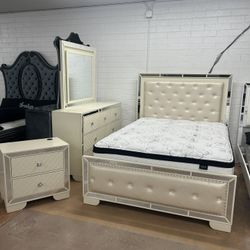 Queen Bedroom Set Floor Model Special!!! Complete Set With 12” Ashley Mattress/ Boxspring 