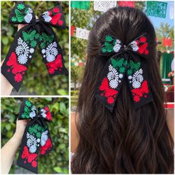 Mexican Independence Day Black Tricolor Butterfly Hair Bow - Moño Mariposa Tricolor Mexicano