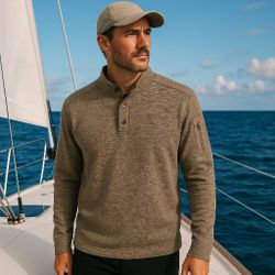 Greg Norman Men’s Pullover Quarter Button Mock Neck Shirt Size L NWT